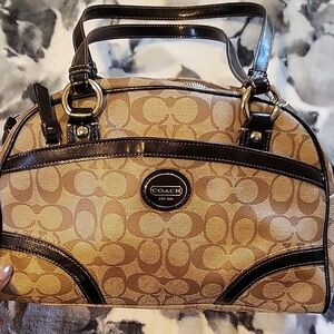Coach Tan and Black Signature Satchel